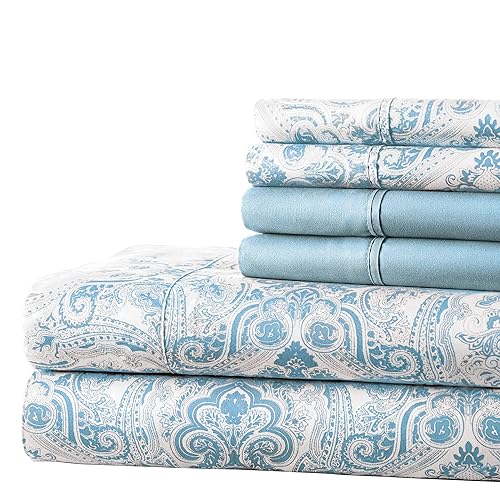 Spirit Linen home SL EST. 1988 - Queen Sheet Set, Super Soft Microfiber Bedding, Elegant Design & Ideal for All Seasons, Queen, Light Blue