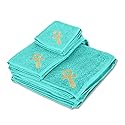 Eastern Touch 600 GSM Egyptian Cotton 6- Piece Towel Set, Ocean Egyptian Key of Life