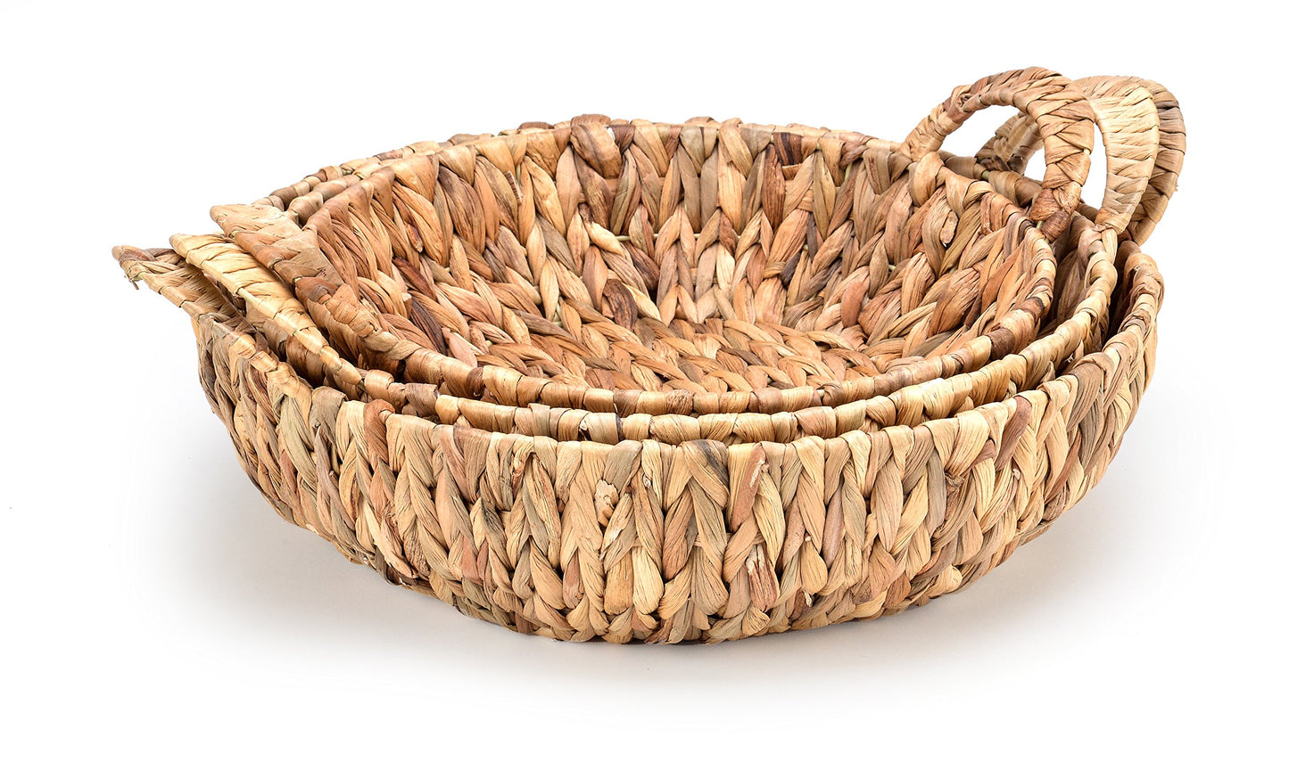 Trademark Innovations Set of 3 Round Hyacinth Baskets with Handles
