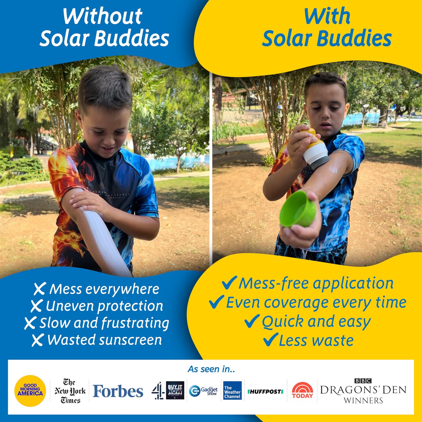 Solar Buddies Sunscreen Applicator - Blue & Pink Duo - BPA-Free Refillable Roll-on Sponge for Sunscreens & Lotions - For Kids, Adults & Families Beauty and Personal Care Solar Buddies