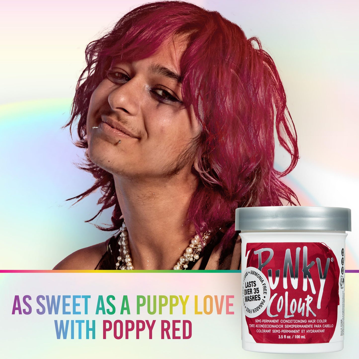 Punky Poppy Red Semi Permanent Hair Color - Vegan & Cruelty-Free Conditioning Red Hair Dye, Lasts Up to 35 Washes, 3.5 fl oz