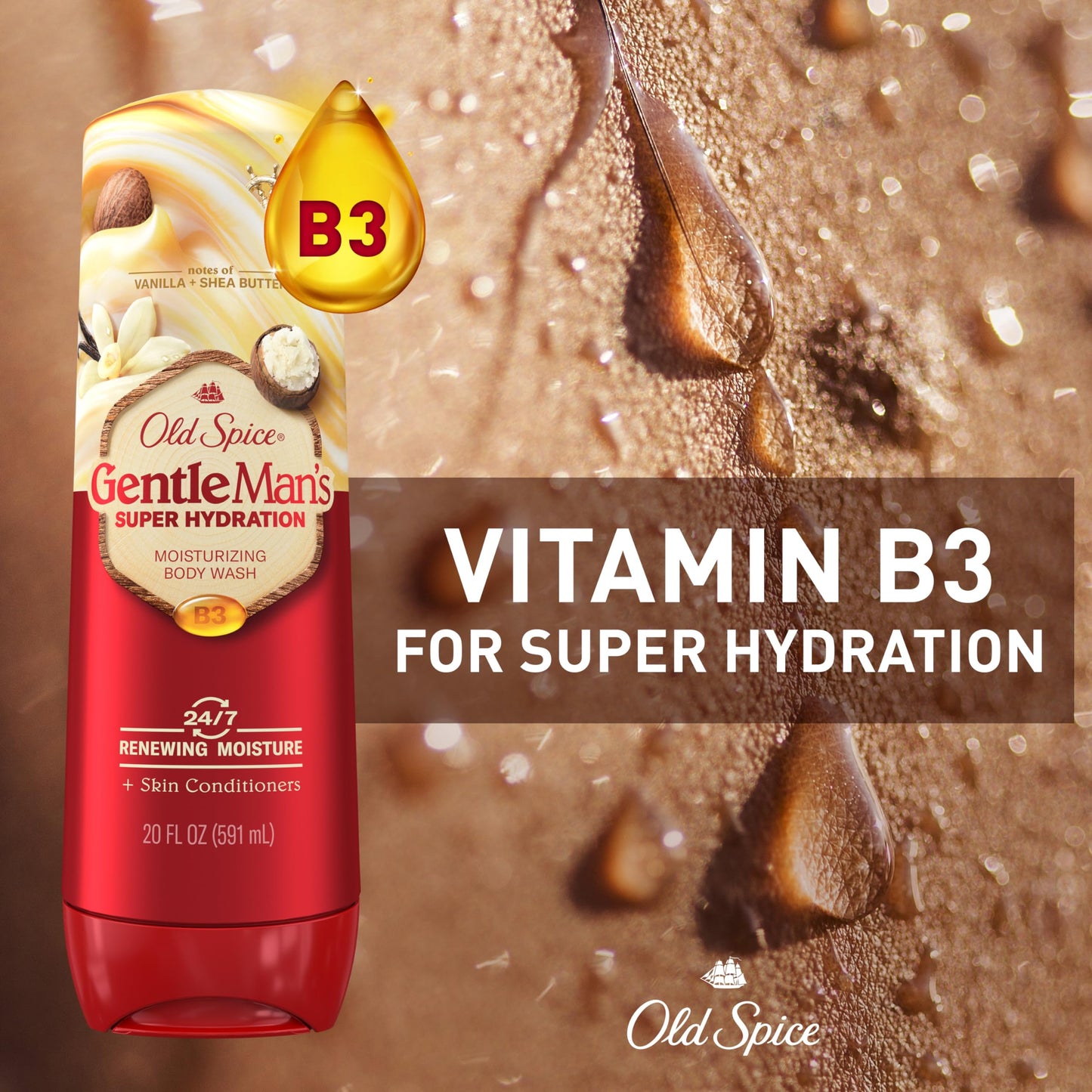 Old Spice Body Wash GentleMan’s Super Hydration for Men, 24/7 Renewing Moisture, Gentle on Skin with Skin Conditioners, Vanilla + Shea Butter Scent