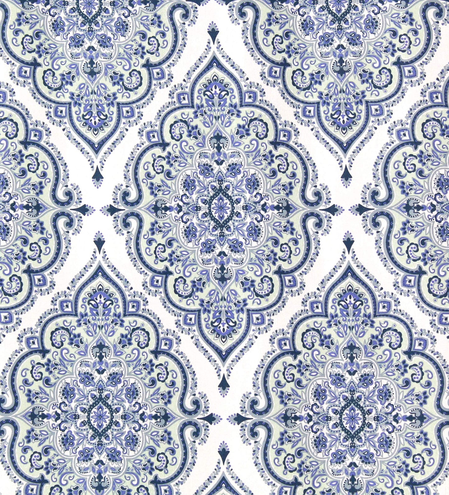 VCNY Home Blue Purple Gray Green Fabric Shower Curtain: Floral Geometric Damask Design, 72" x 72"