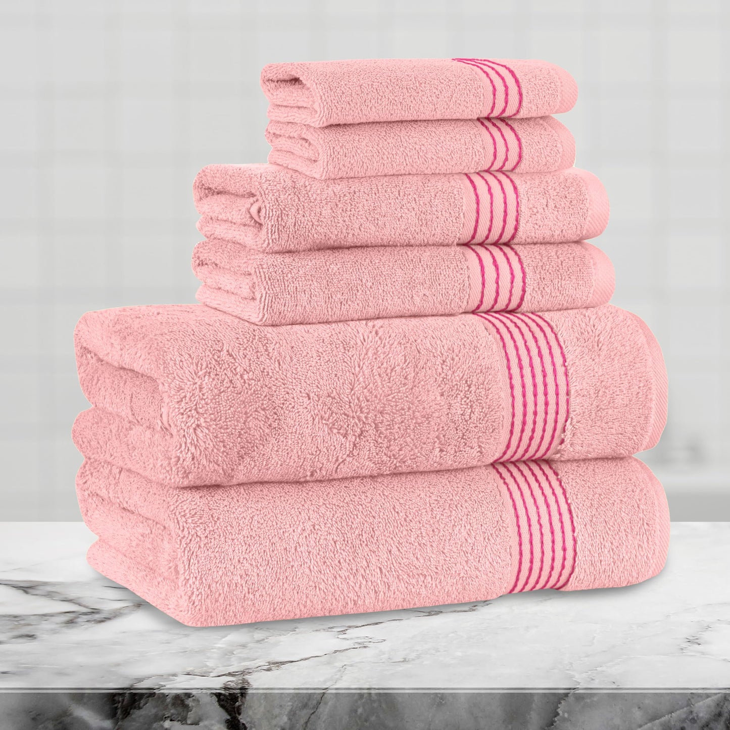 Mocassi Luxury 100% Turkish Cotton 6-Piece Towel Set - Ultra Soft, Quick Dry Highly Absorbent Premium Spa Hotel Quality Bath Towels, Includes 2 Bath…