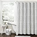 Lush Decor Hygge Modern Arrow Linen Look Shower Curtain, 72" X 72", Black & White
