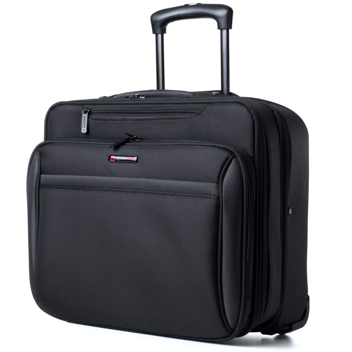 Alpine Swiss Rolling Laptop Briefcase Wheeled Overnight Carry on Bag Up to 15.6 Inches Notebook - Carries Legal Size Files
