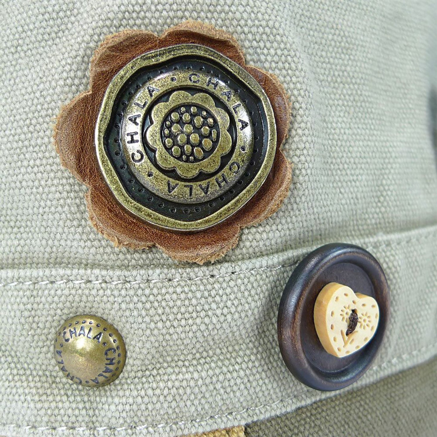 CHALA Patch Cross-Body Women Handbag, Sand Color Canvas Messenger Bag (Lazzy Cat)