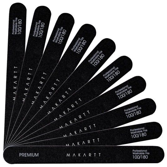 Makartt Nail File - 100/180 Grit Emery Boards for Nails, Professional Nail Files, 10pcs Double Sides Black Coarse Fingernail Filer for Acrylic