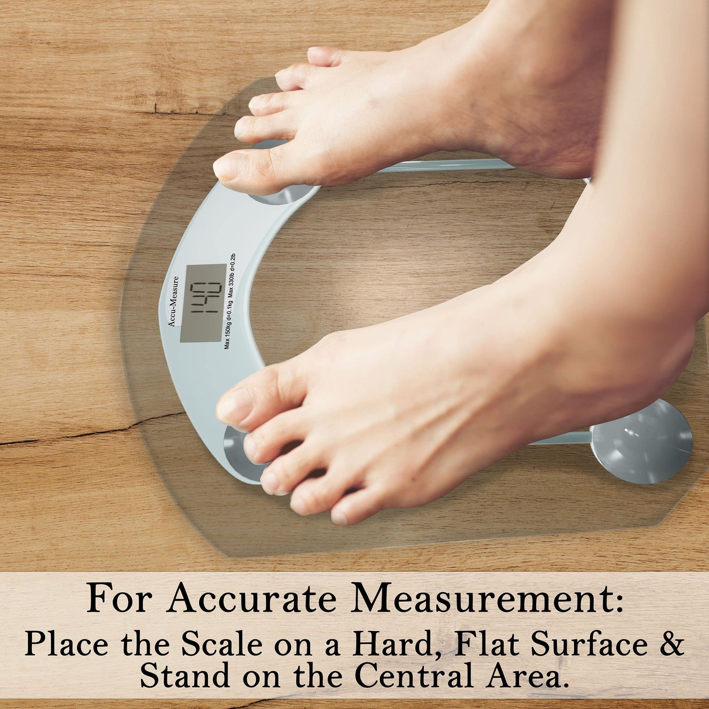 Accu-Measure Digital Scale - Accurate and Precise - Bathroom and Home Scale - Track Your Progress - Easy to Store - Up to 400 Pounds