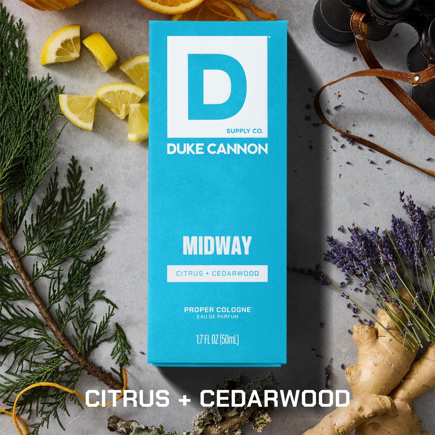 Duke Cannon Proper Cologne Midway | Men's Eau de Parfum | Citrus and Cedarwood | Fresh, Woodsy, Long-Lasting Scent | 1.7 fl oz