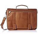 Piel Leather Double Loop Expandable Laptop Briefcase, Saddle, One Size