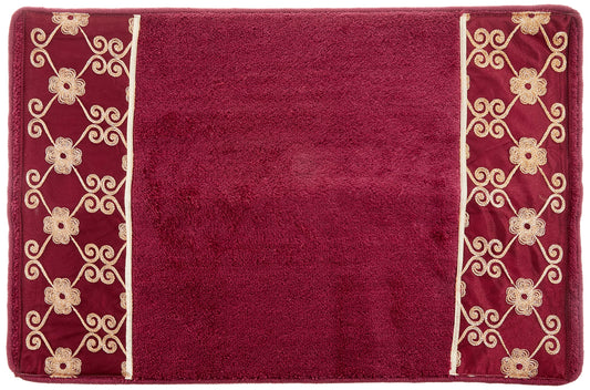 Popular Bath Bath Rug, Vlegant Rosa Collection, Burgundy/Gold