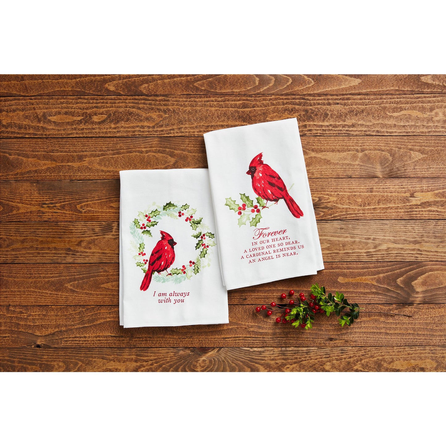 Mud Pie Cardinal Towel, Always, 26" x 16 1/2"