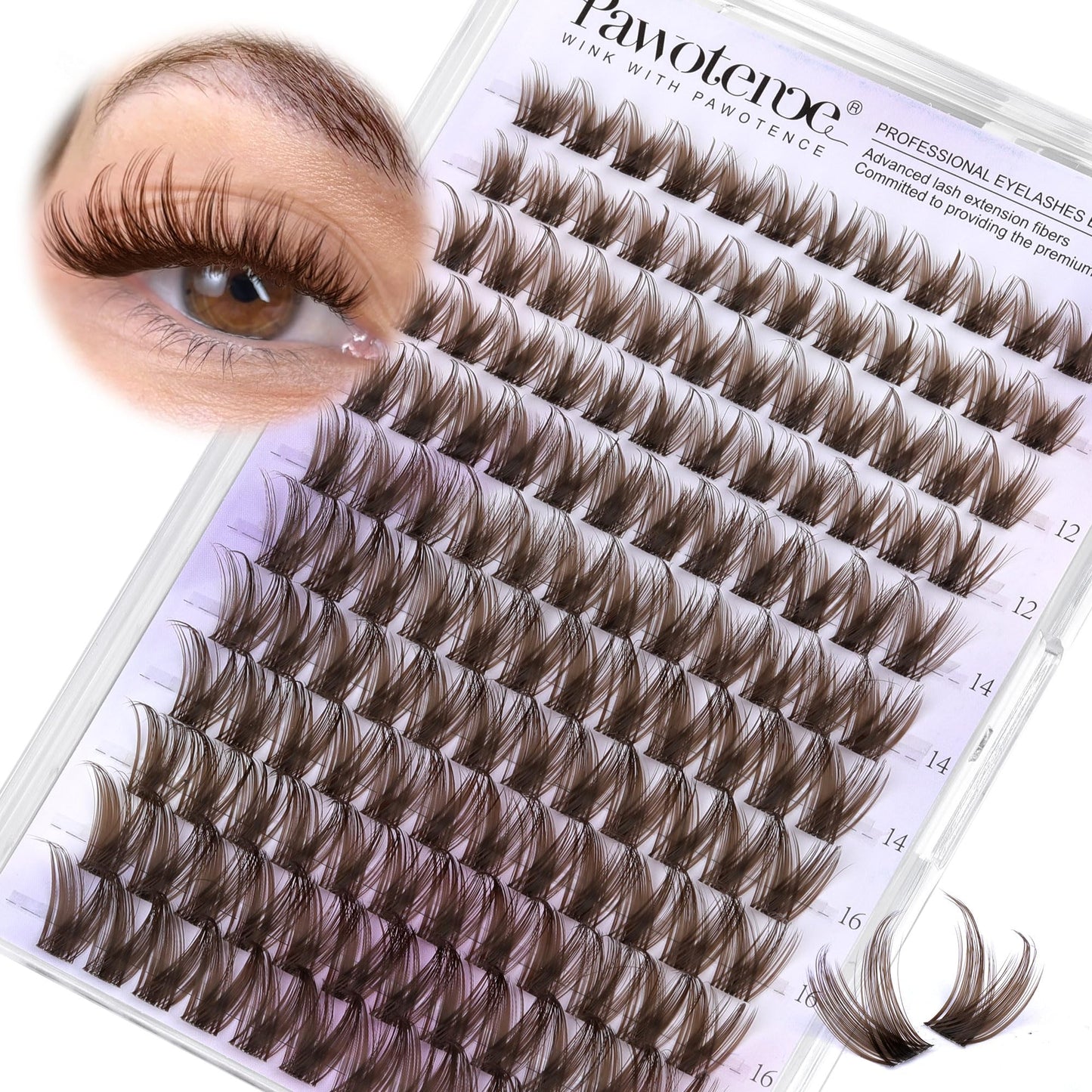 Pawotence Brown Lash Clusters Wispy Cluster Eyelash Extensions 10-18mm Individual Lashes DIY Cluster Lashes Extension Soft Brown Eyelash Clusters Beauty and Personal Care Pawotence Default Title