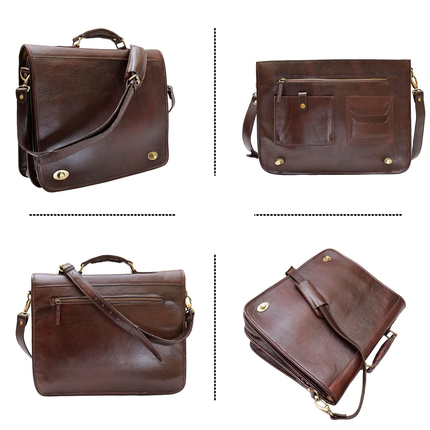 ARTISTRY ARTS 16 Inch Handcrafted GENUINE Leather briefcases Travel Laptop Messenger Bags for Men and Women Best Office School College Work Satchel