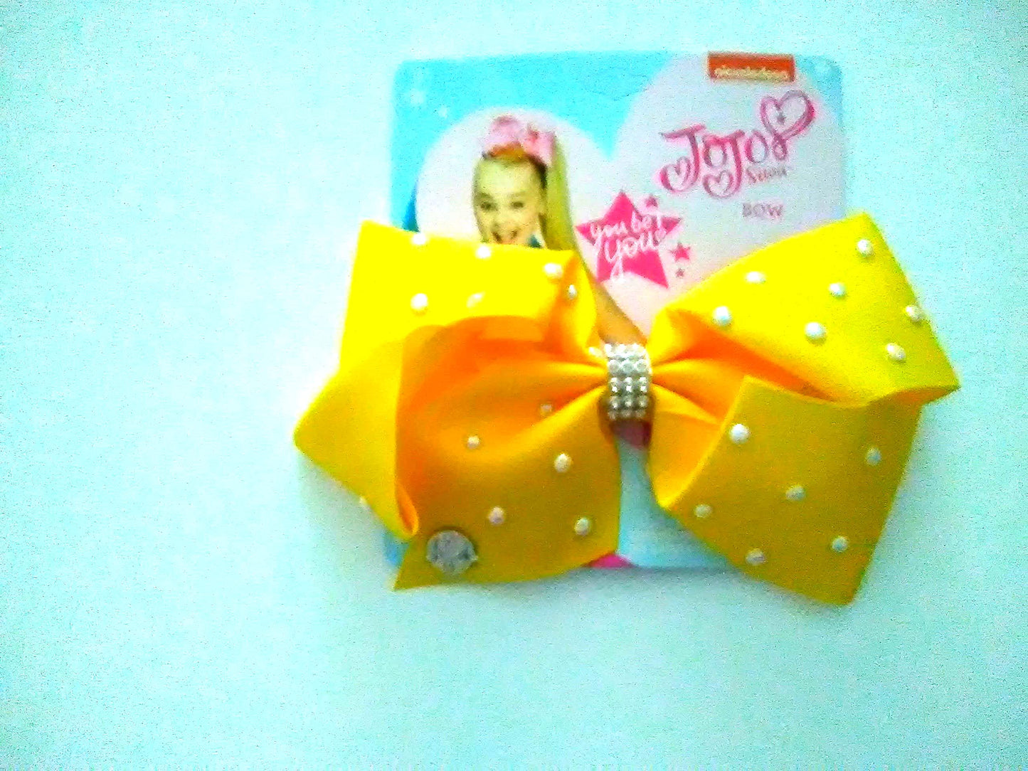 Jojo Yellow Hair Bow Pearls and Diamonds design