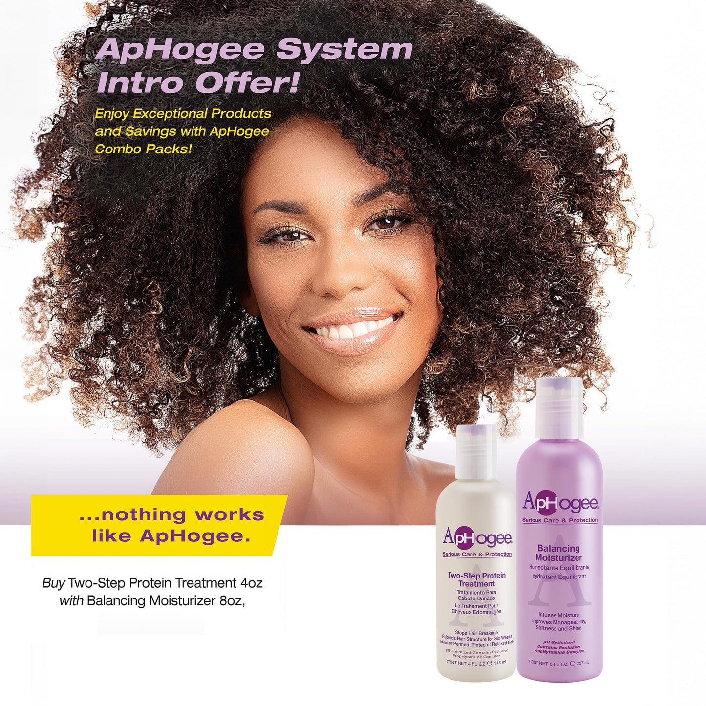 Aphogee Hair Care Double Bundle - Two-Step Protein Treatment (4 fl oz) & Balancing Moisturizer (8 fl oz)