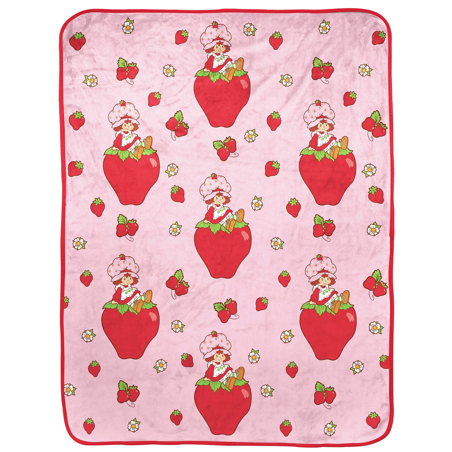 Strawberry Shortcake Pink Strawberries Galore Nogginz Set - 40 x 50 Inch Blanket & Pillow, Kids Super Soft 2 Piece Set
