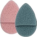 S&T INC. Face Scrubber Exfoliator, Facial Sponges for Face Wash, Reusable Makeup Remover Exfoliating Pads, Blue and Pink, 2.6 in. x 3.9 in., 2 Pack