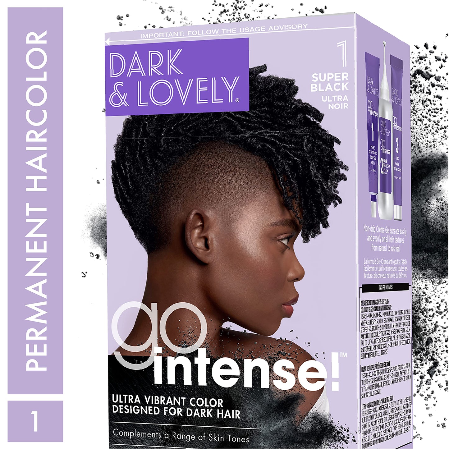 SoftSheen-Carson Dark and Lovely Ultra Vibrant Permanent Hair Color Go Intense Hair Dye with Olive Oil for Shine and Softness, Super Black