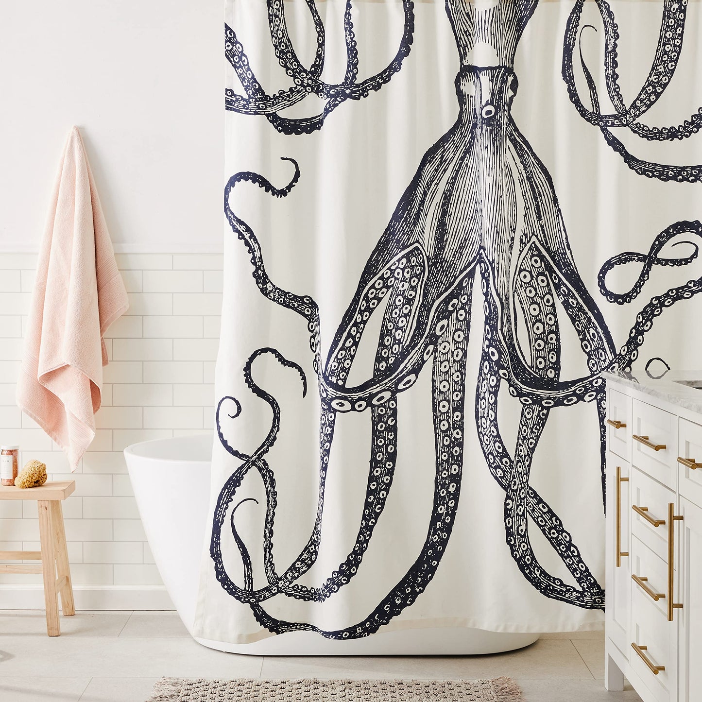 Thomas Paul Octopus Shower Curtain, Ink