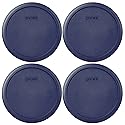 Pyrex 7402-PC 6/7 Cup Blue Food Storage Replacement Lid (4-Pack) - Made in the USA