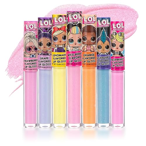 L.O.L Surprise 7-Pack Lip Gloss for Girls, Lol Lip Gloss