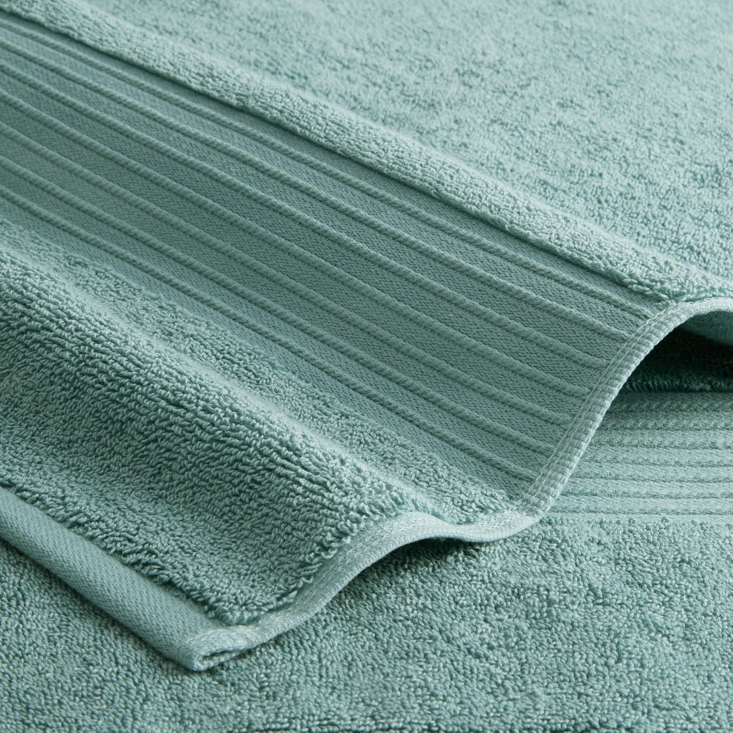 Town & Country Everyday 4-Piece Solid Dobby Border Hand Towel Set, 20x30-Inch, 100% Cotton, Plush & Absorbent 650GSM, Aqua Blue