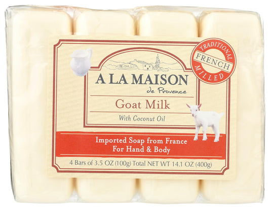 A LA MAISON Goat Milk Bar Soap - Triple French Milled Natural Moisturizing Hand Soap Bar (4 Bars of Soap, 3.5 oz) Beauty & Personal Care A LA MAISON