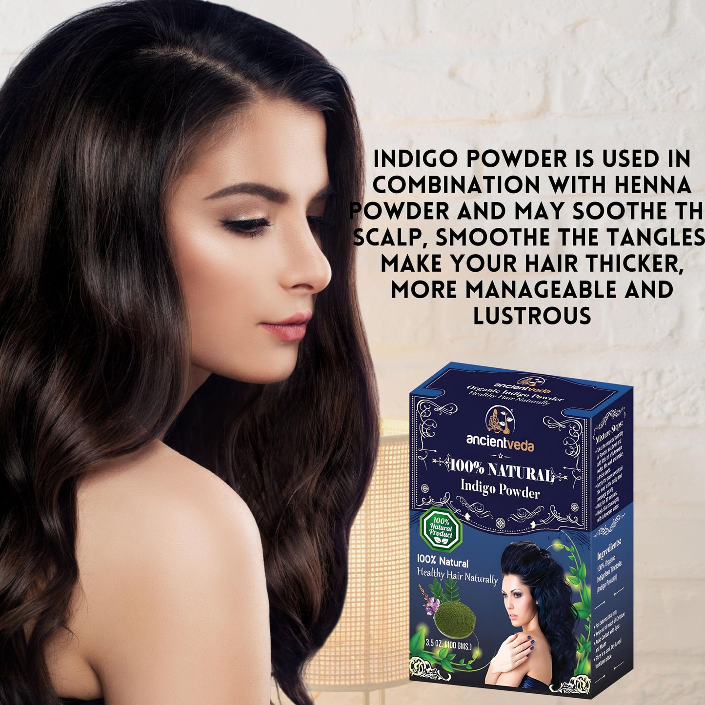 ANCIENT VEDA Natural Hair Powders | Non-GMO & Gluten Free | 100% Antioxidants Organic Hair Growth Treatment | Reduce the Appearance Hair Cleansing |