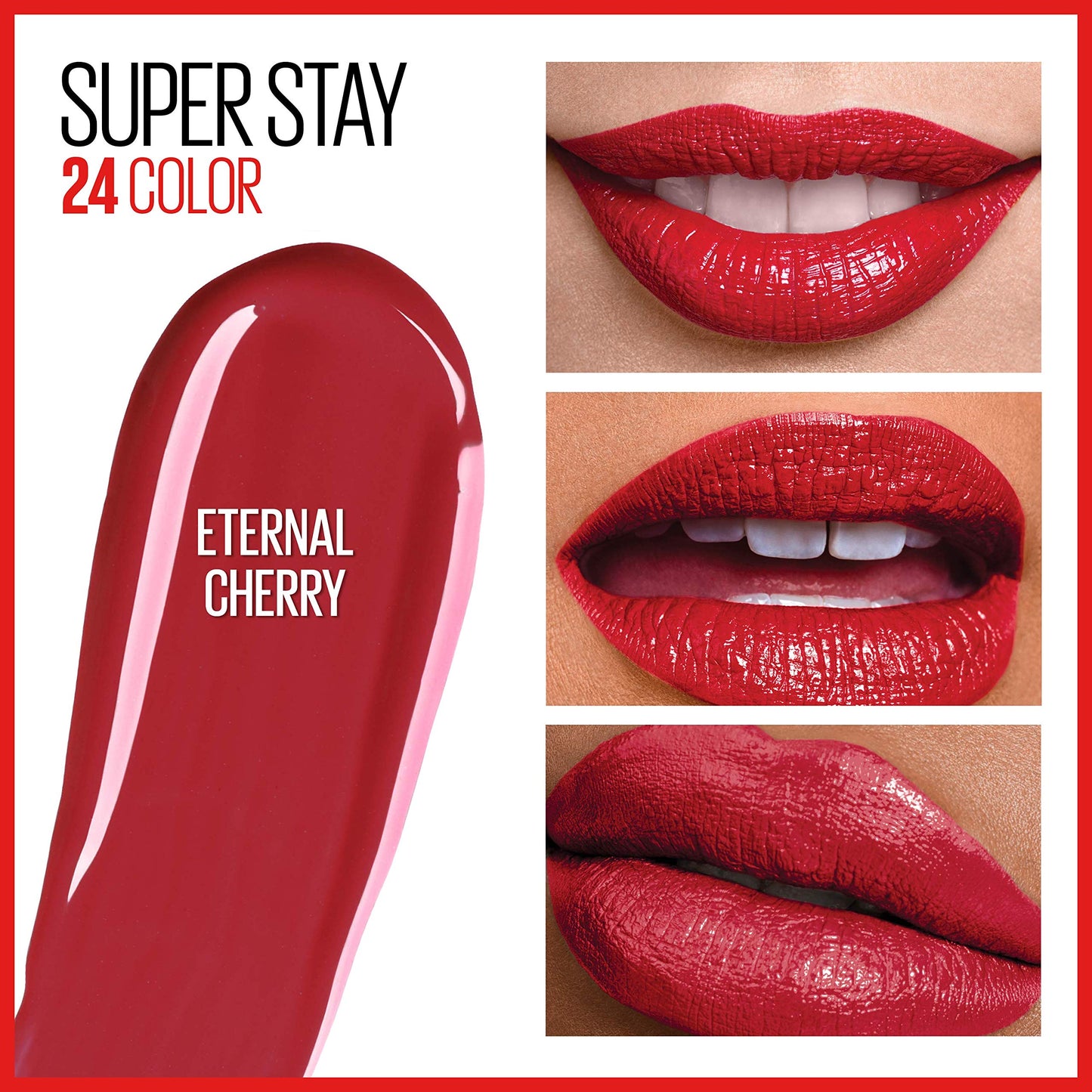 Maybelline Super Stay 24, 2-Step Liquid Lipstick Makeup, Long Lasting Highly Pigmented Color with Moisturizing Balm, Eternal Cherry, Cherry Red, 1