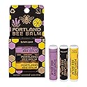 Portland Bee Balm All Natural Handmade Beeswax Based Lip Balm Unscented, Yuzu Citrus and Lavender Assortment 3 Count