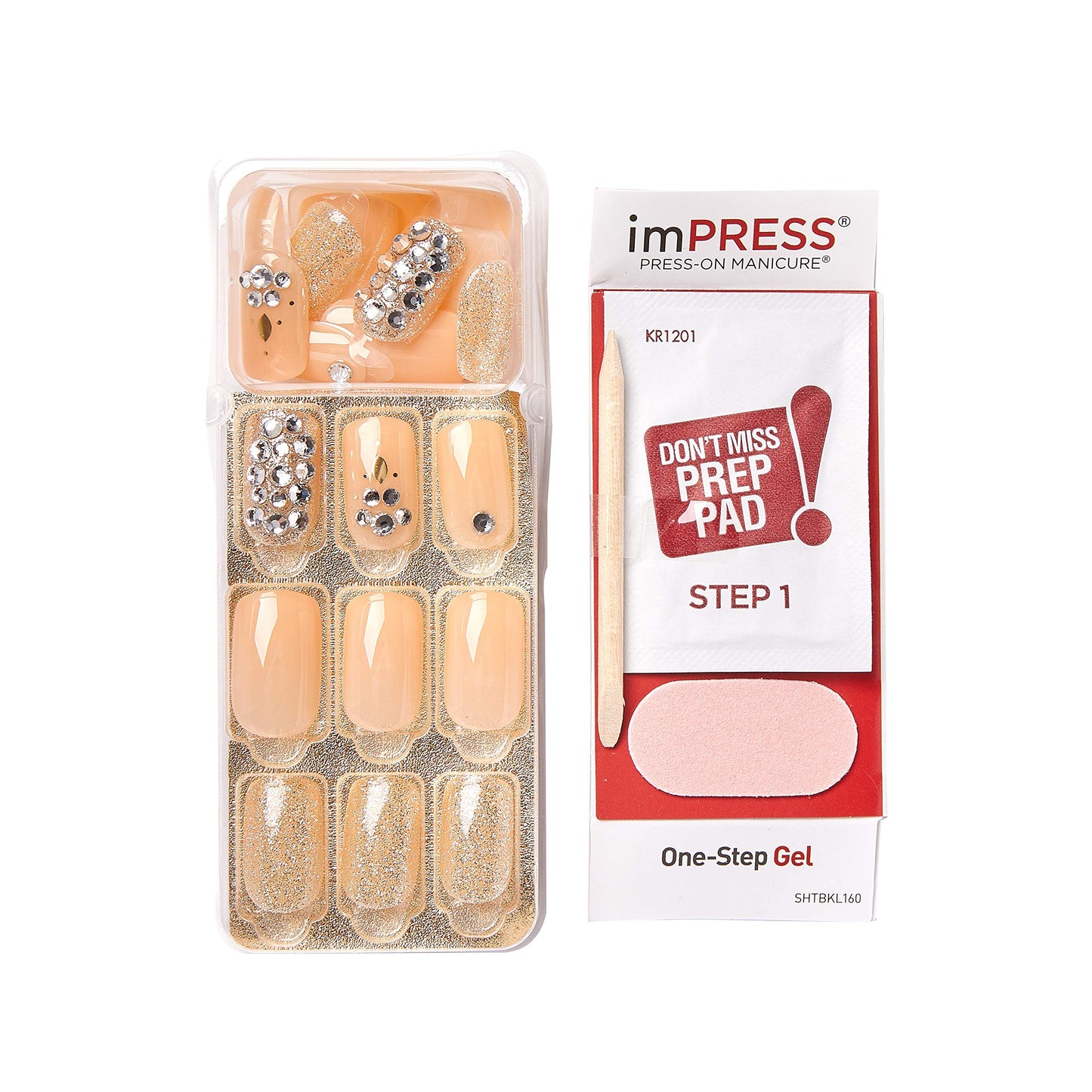 KISS imPRESS Press-On Nails Couture Collection Manicure Kit, ‘Lush Life’, Patented Super-Hold Adhesive, 30 Fake Nails with 12 Accent Nails