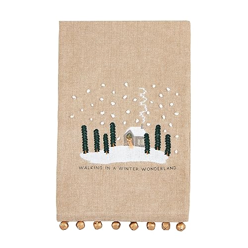 Mud Pie Embroidery Bell Christmas Towel, House, 21" x 14"