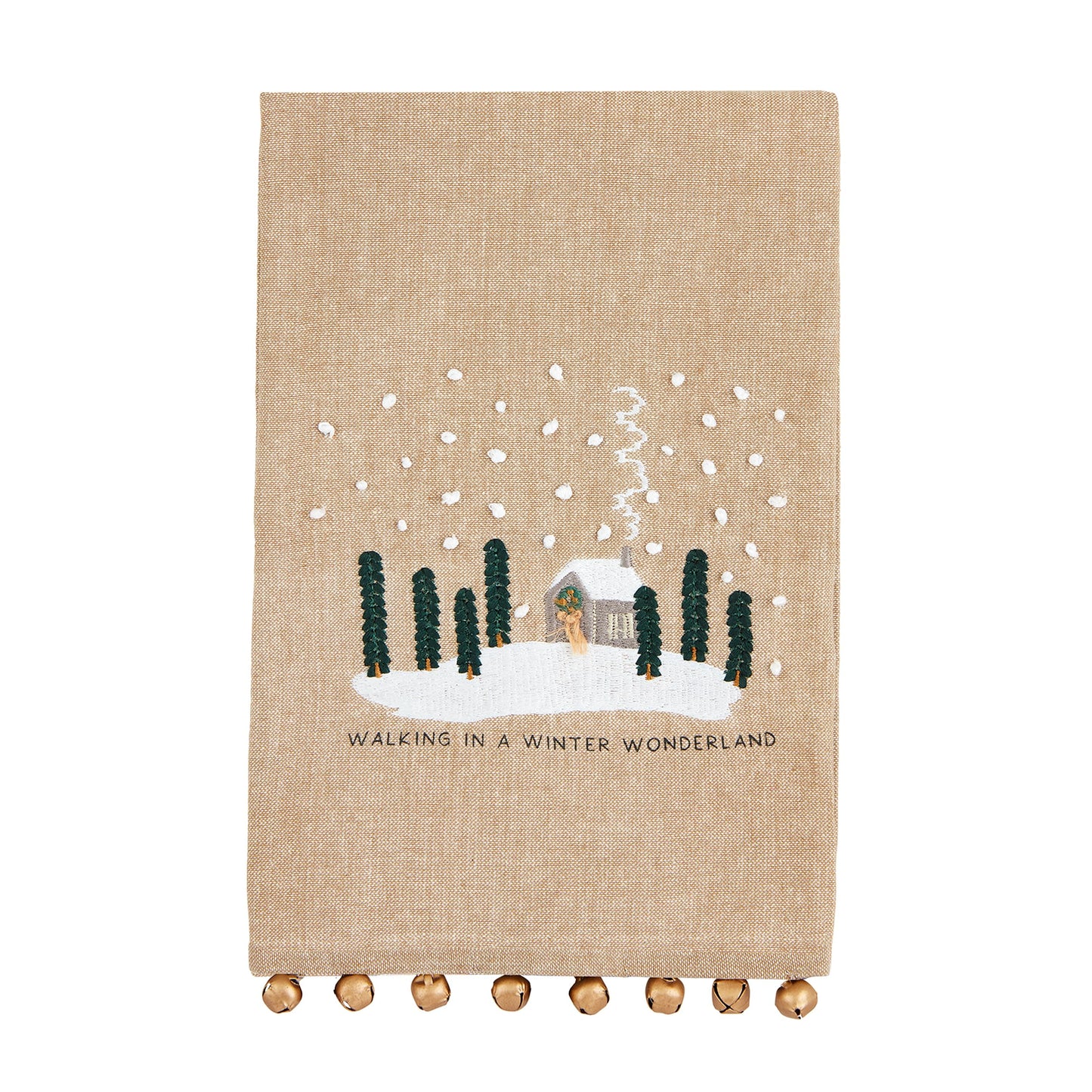Mud Pie Embroidery Bell Christmas Towel, House, 21" x 14"