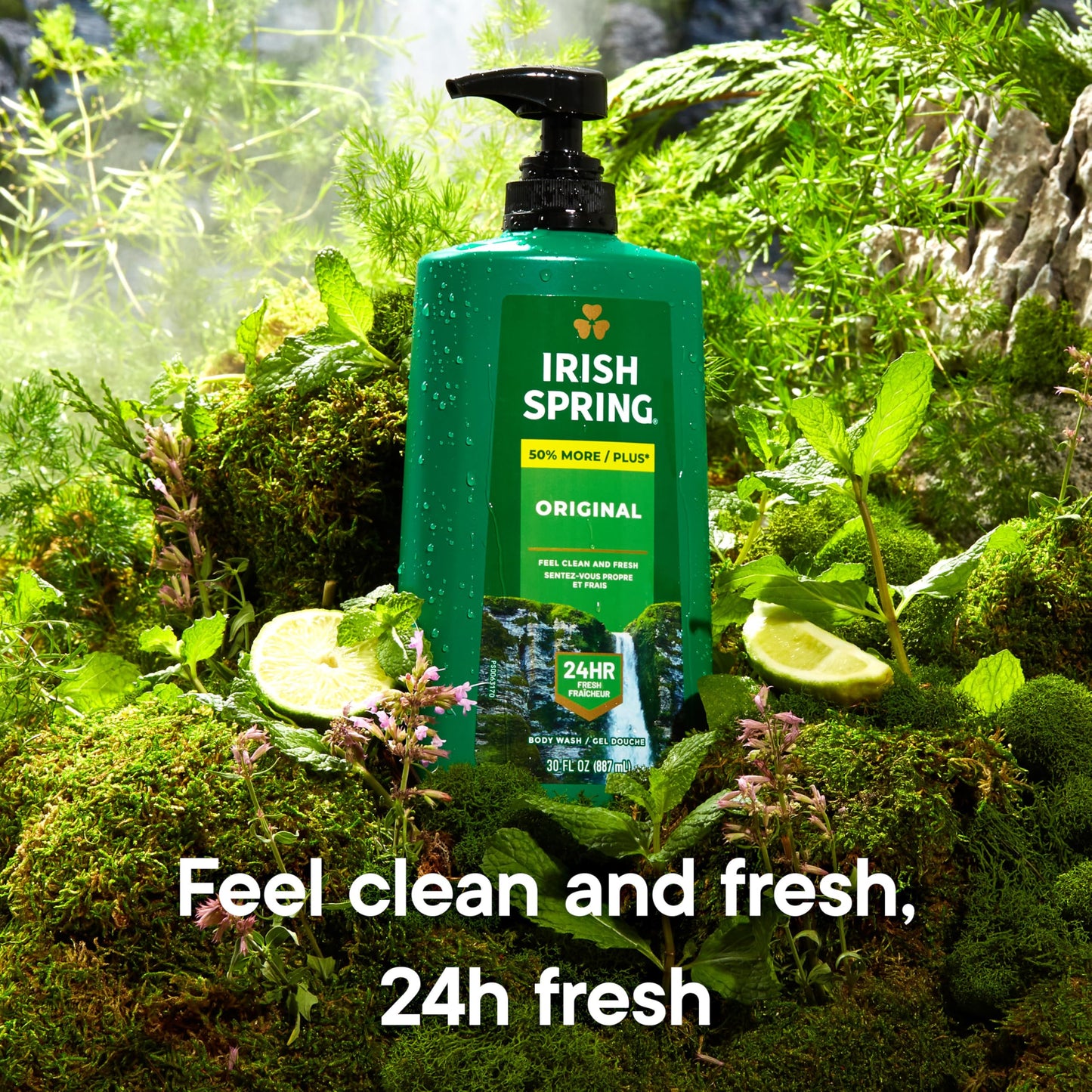 Irish Spring Original Moisturizing Body Wash for Men, 24-Hour Fresh, Face and Body Wash, Biodegradable Ingredients, Paraben Free, Cool Fresh Scent, 30