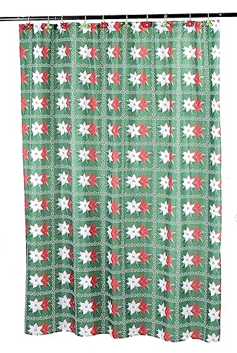Carnation Home Fashions Poinsettia Fabric 70 by 72 Shower Curtain