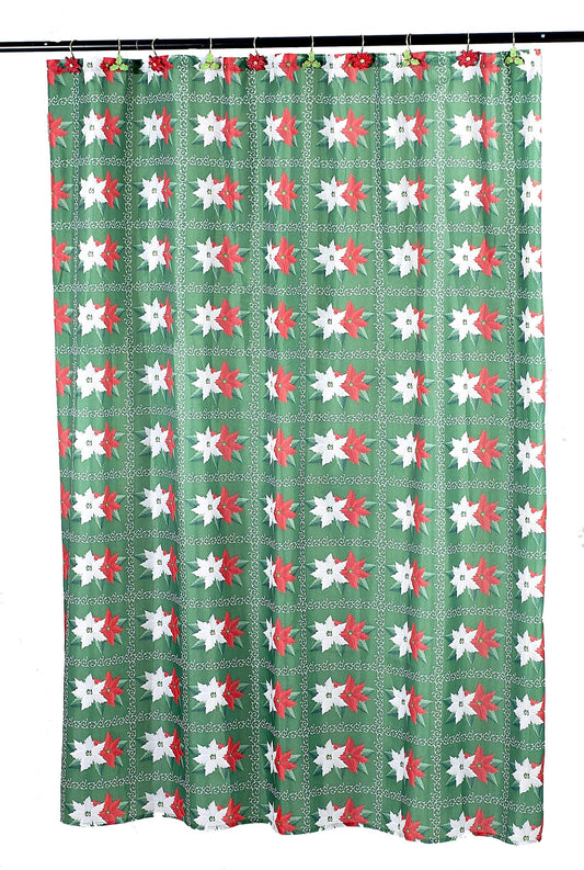 Carnation Home Fashions Poinsettia Fabric 70 by 72 Shower Curtain