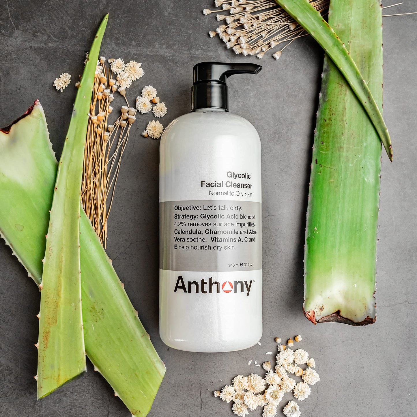 Anthony Glycolic Facial Cleanser for Men, Daily Exfoliating & Hydrating Face Wash, Shave Prep, Non-Foaming, Deep Cleansing, Gentle on Sensitive Skin
