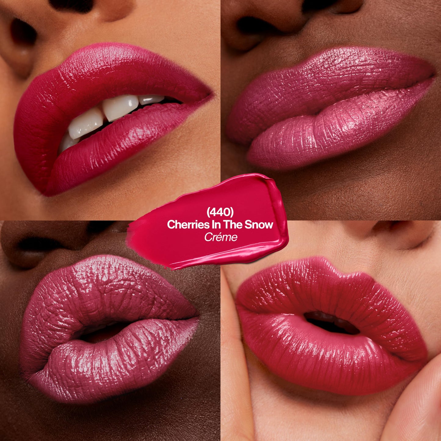 Revlon Super Lustrous Lipstick, Creamy Formula For Soft, Fuller-Looking Lips, Moisturized Feel, 440 Cherries in the Snow, 0.15 oz