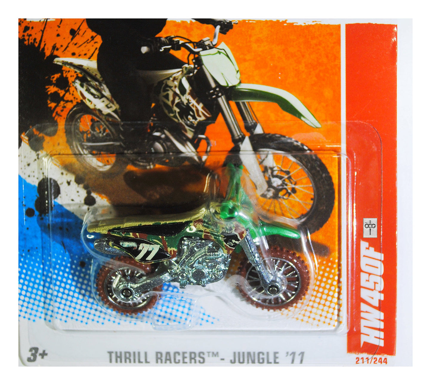 Hot Wheels 2011 Thrill Racers Jungle HW450F Dirt Bike Dirtbike Motorcycle Camo Camouflage
