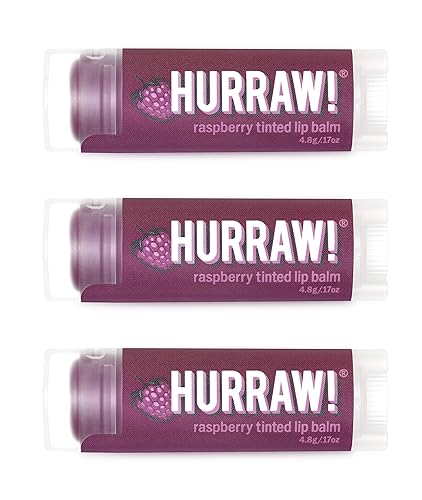 Hurraw! Raspberry Tinted Lip Balm, 3 Pack: (Sheer Berry Tint) Organic, Certified Vegan, Cruelty and Gluten Free. Non-GMO, 100% Natural Ingredients.