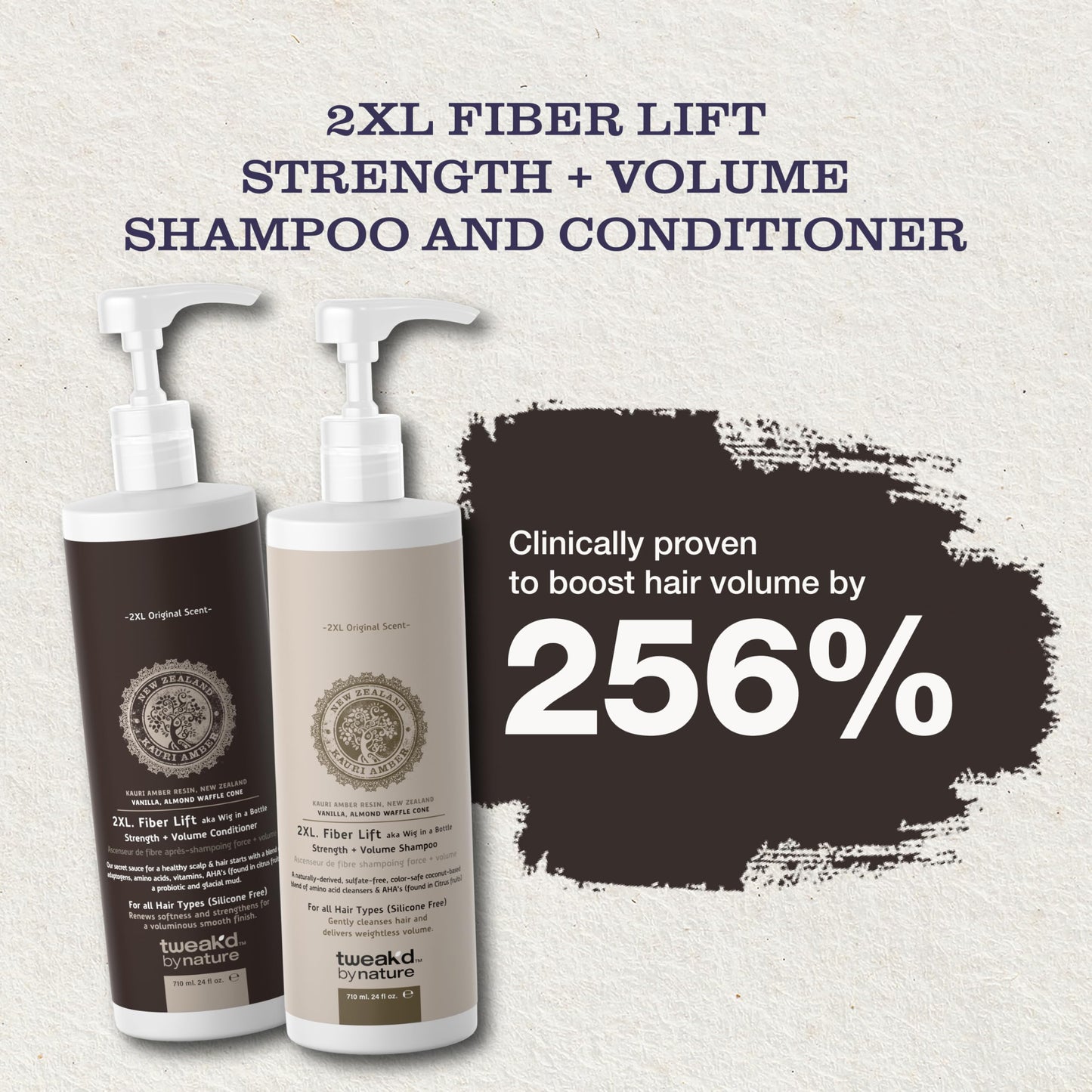 Tweak’d by Nature - 2XL Fiber Lift Volumizing and Thickening Shampoo and Conditioner Set, Multitasking Shampoo and Vanilla Body Wash, Non Toxic
