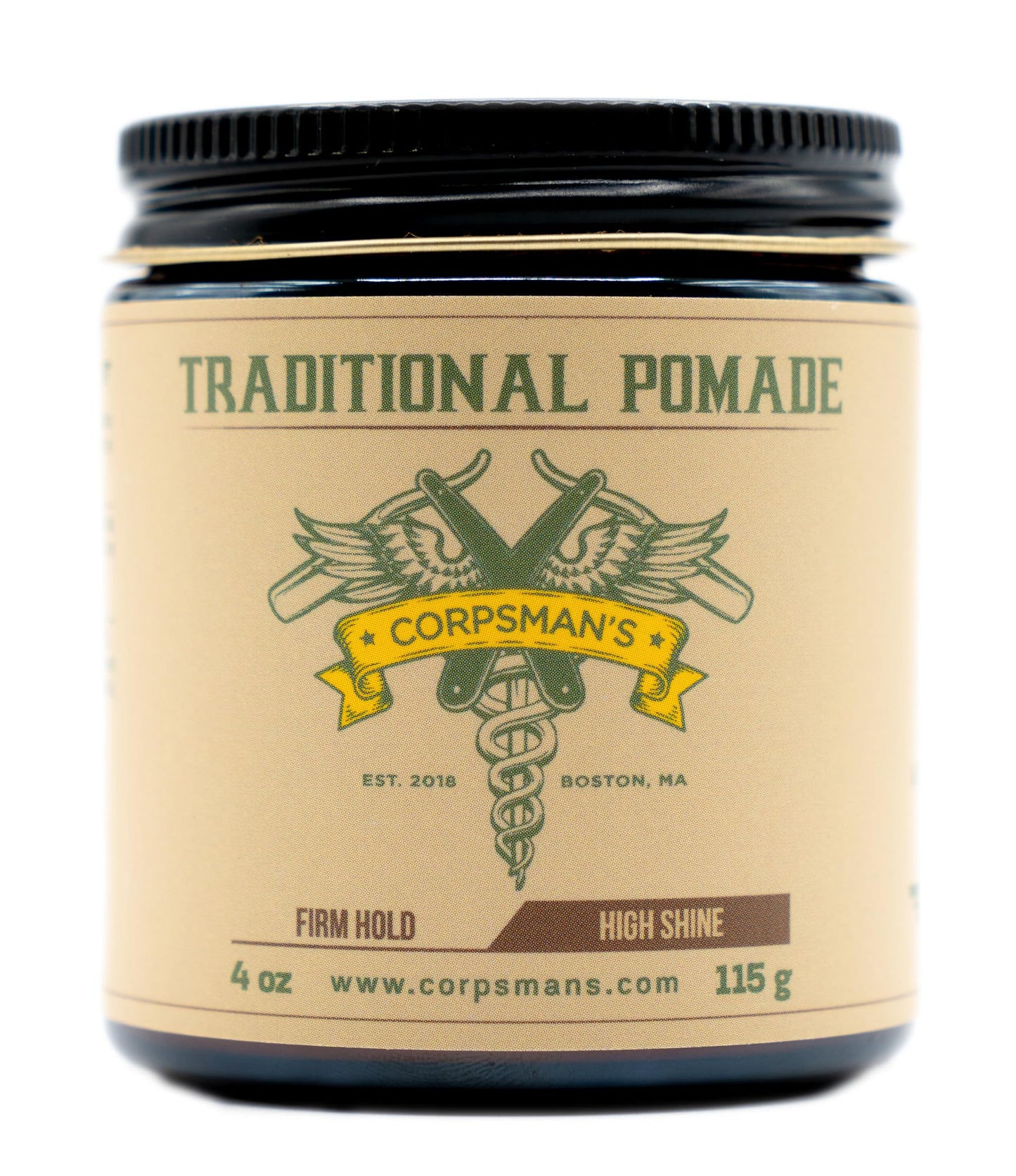 Corpsman's TRADITIONAL POMADE | Firm Hold | High Shine | 4 ounce glass jar