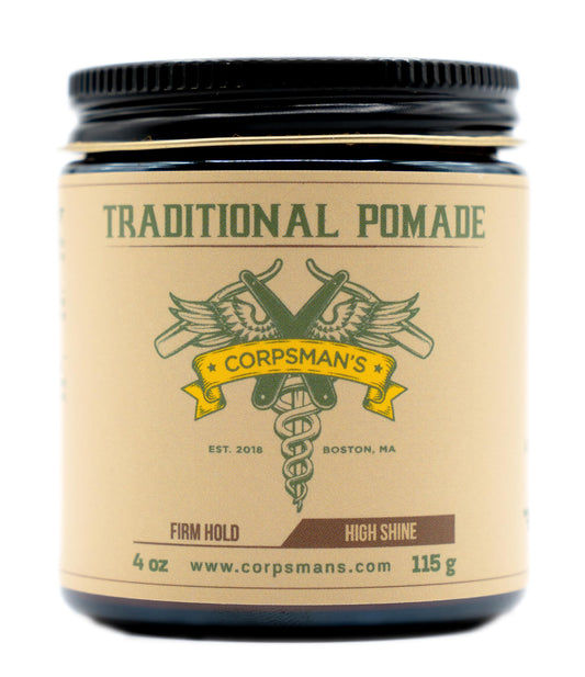 Corpsman's TRADITIONAL POMADE | Firm Hold | High Shine | 4 ounce glass jar