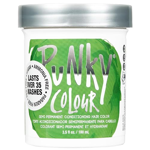 Punky Spring Green Semi Permanent Hair Color - Vegan & Cruelty-Free Conditioning Hair Dye, Lasts Up to 35 Washes, 3.5 fl oz