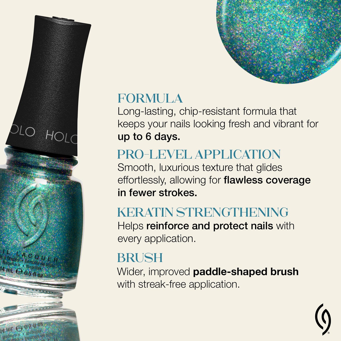 China Glaze CG Nail Lacquer Mermaid Signal - Holographic Teal Green & Blue Nail Polish, Quick Dry High Shine Shimmer for Salon Quality DIY Manicure Beauty & Personal Care China Glaze