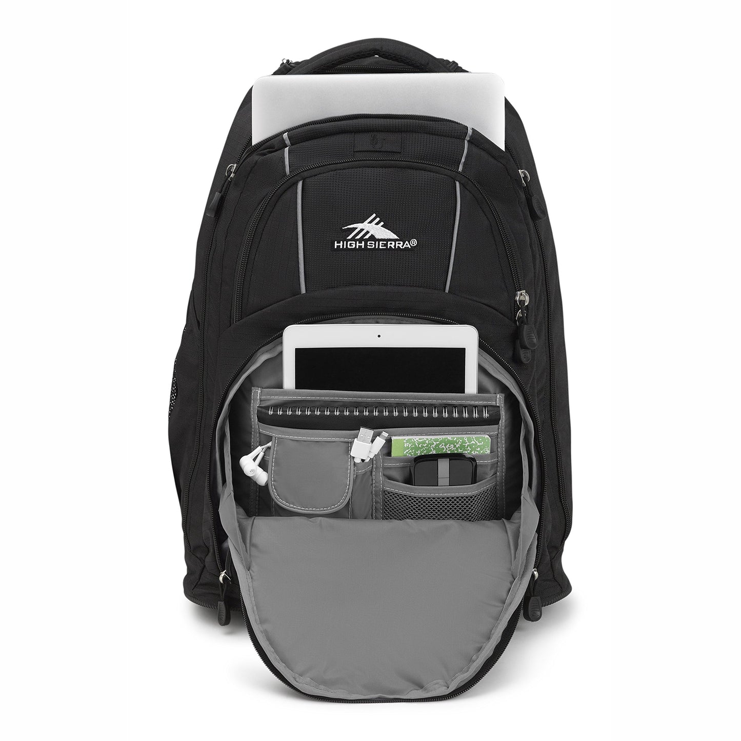 High Sierra Freewheel Wheeled Laptop Backpack, Black, 20.5 x 13.5 x 8-Inch