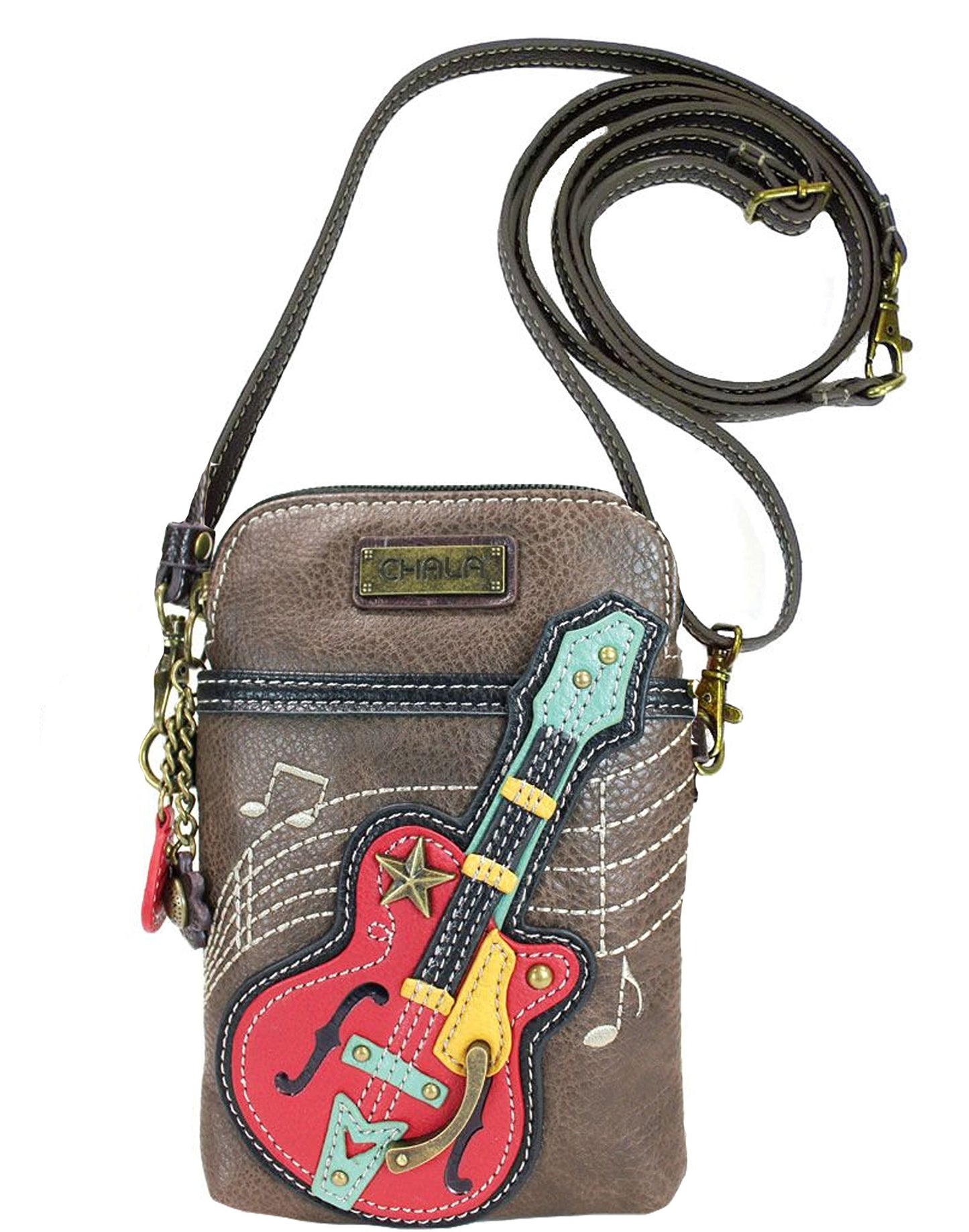 Chala Guitar Cellphone Crossbody Handbag - Convertible Strap 5" x 7.5" x 1"