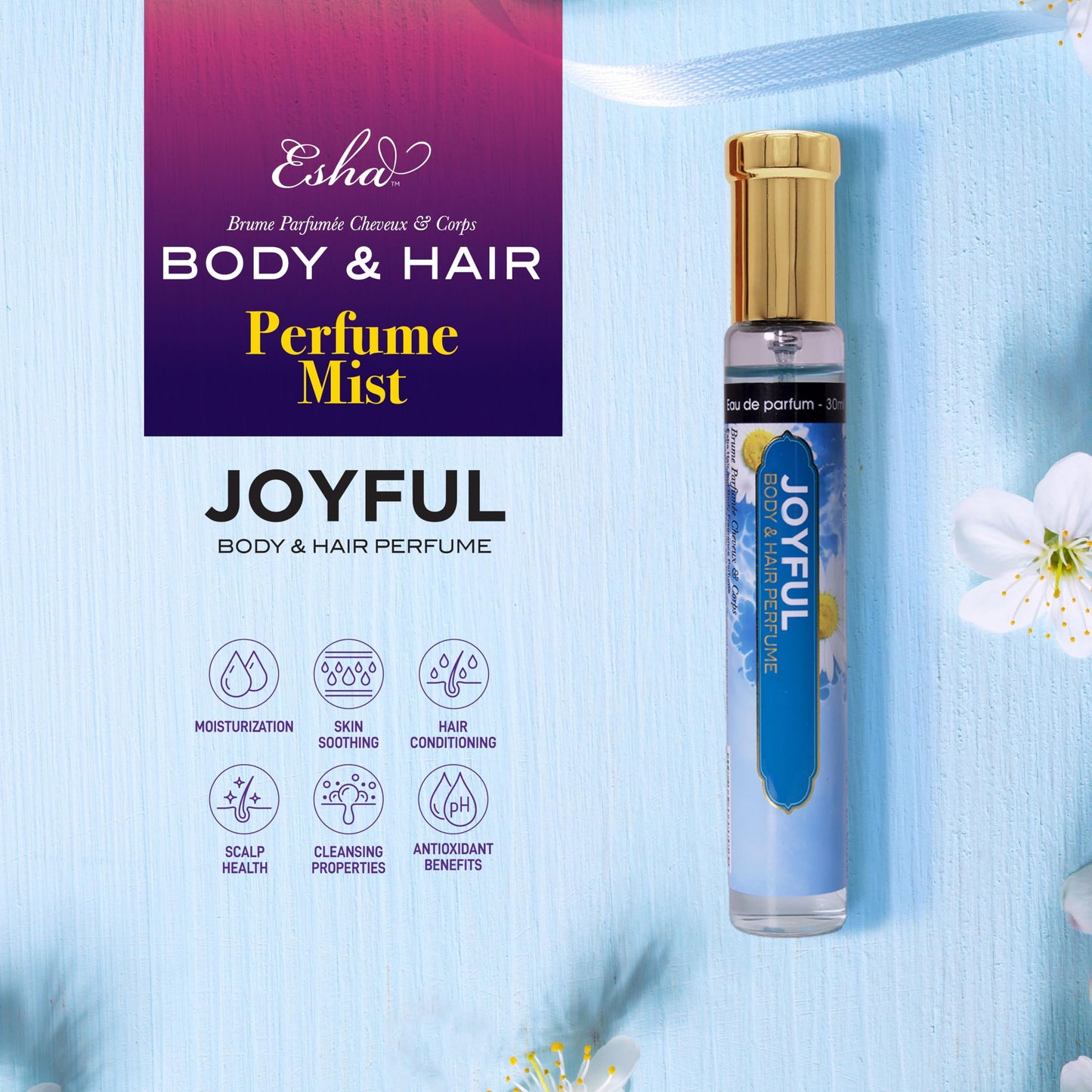 Esha Body & Hair Perfume Mist - Eau de Parfum for Women - Infused with Betaine - (JOYFUL) Beauty & Personal Care Esha